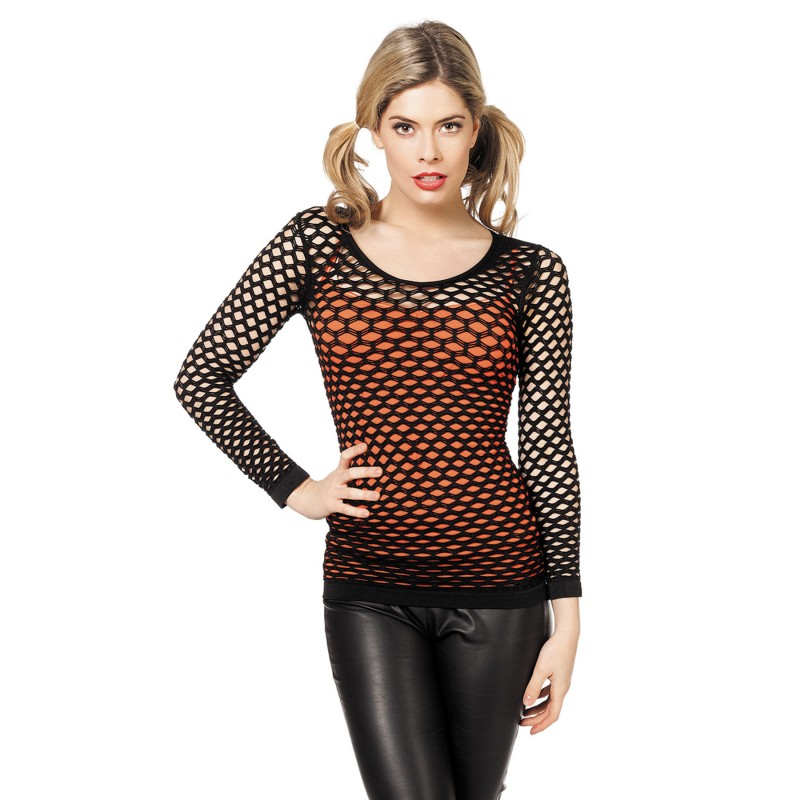 Netz-Shirt  schwarz S/M lange Ärmel