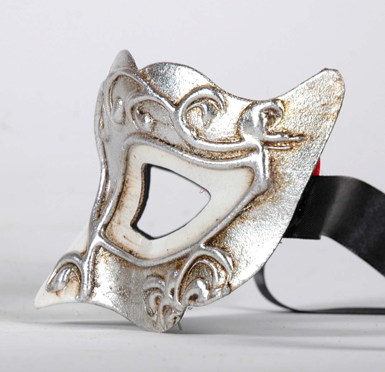 Venezianische Maske Columbine Baby Musica weiss-silber