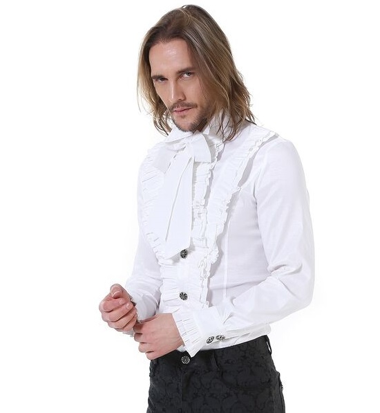 Rüschenhemd weiß M Gr.48 stretch