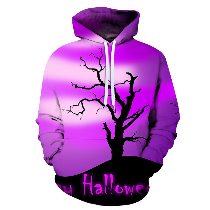 Halloween Hoodie SMALL 3D Druck lila  (M)