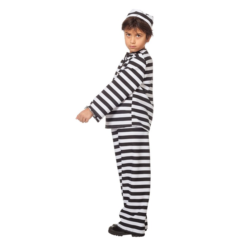 Sträfling Kostüm schwarz-weiss  Gr. 140