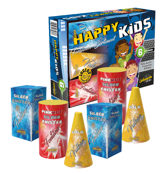 Happy Kids Fontänen/Vulkane 6er Pkg.  Jugendfeuerwerk