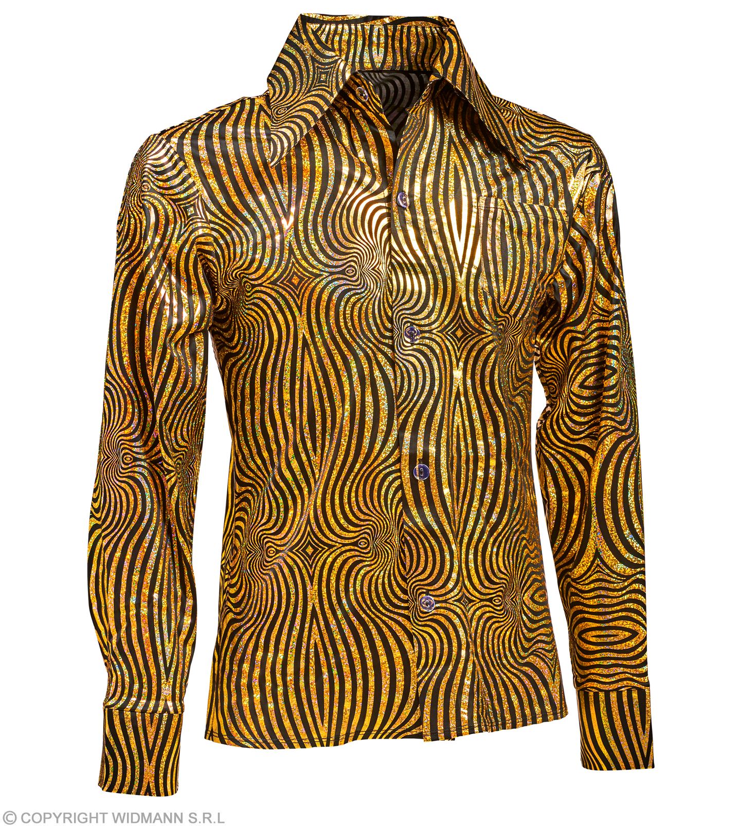 70er Disco Shirt  L/XL  gold-schwarz
