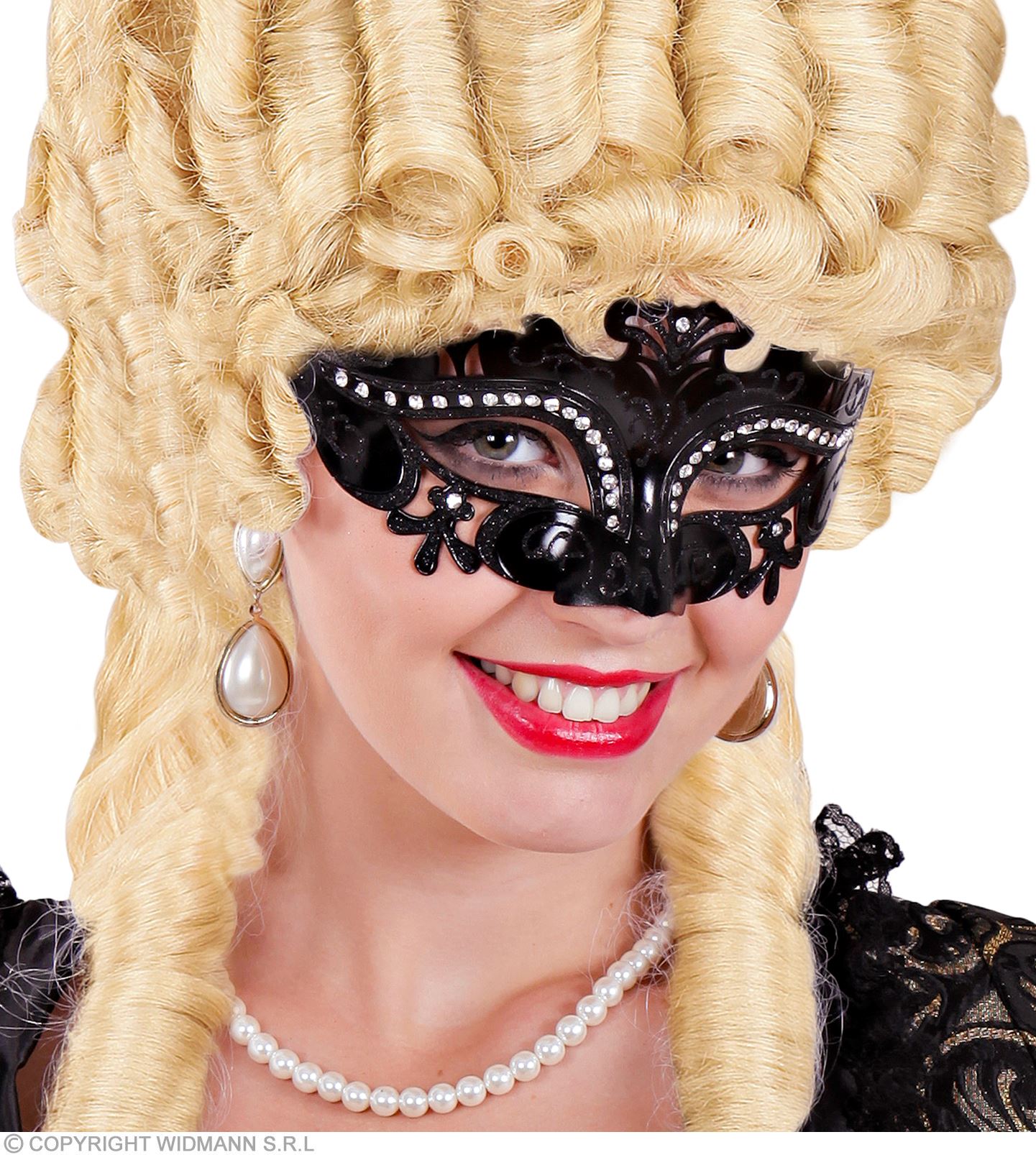 Venezianische Maske schwarz m.Strass