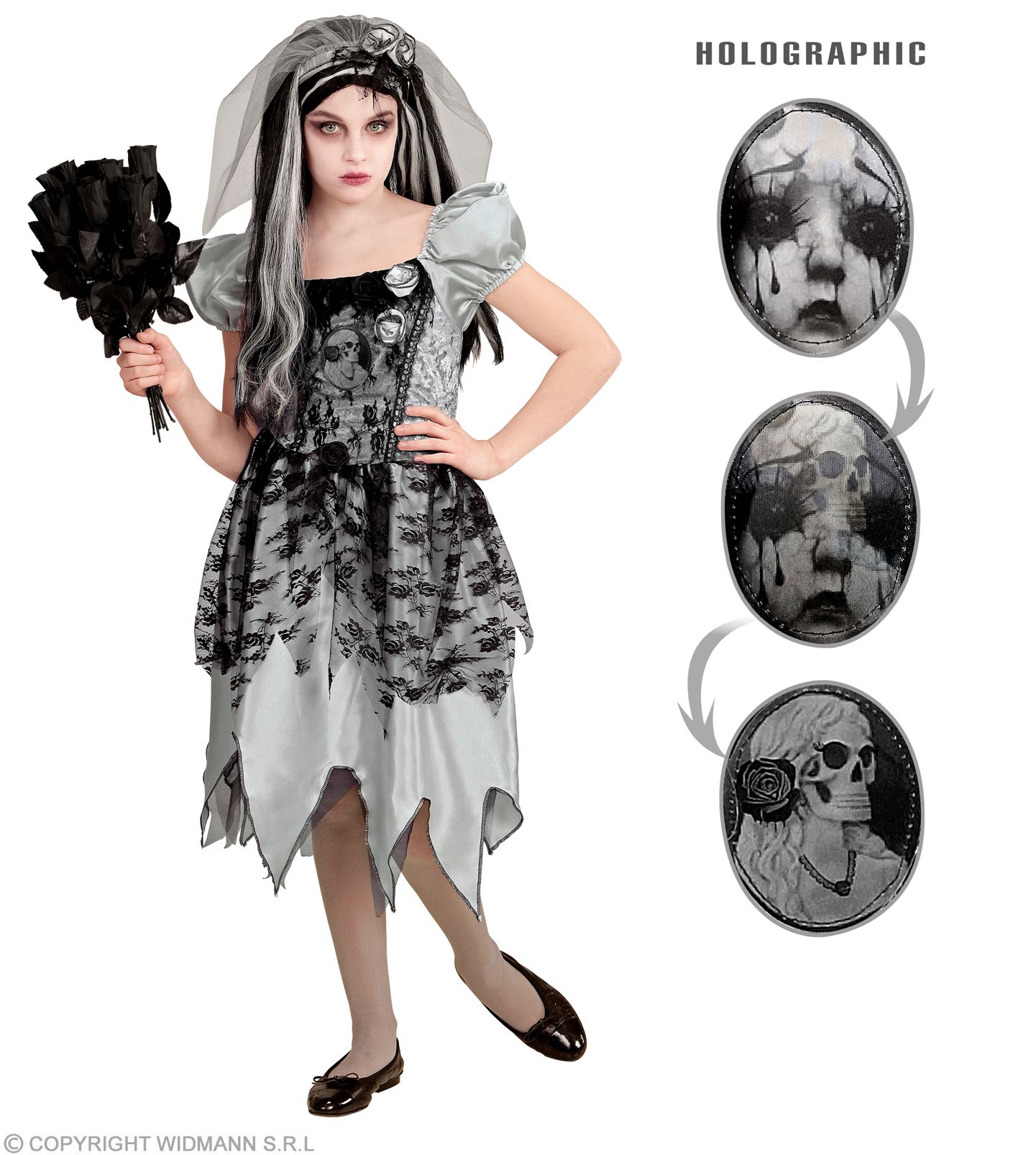 Geisterbraut 164 Kleid m.Schleier