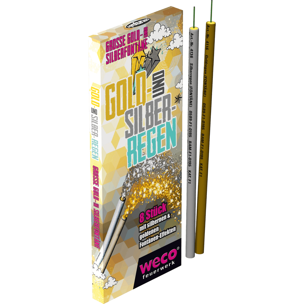 Gold-Silber-Regen 8 Stk.Packung  Jugendfeuerwerk