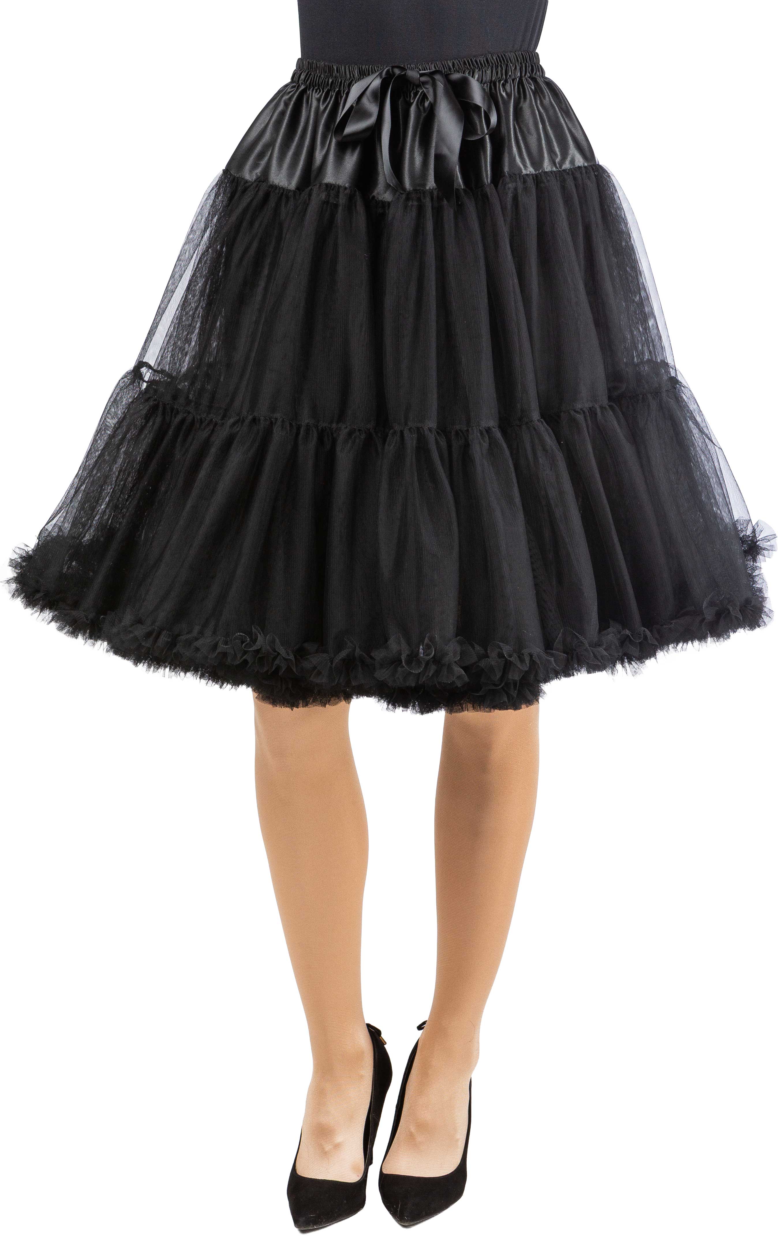 Petticoat lang mit Rüschen schwarz  OSZ