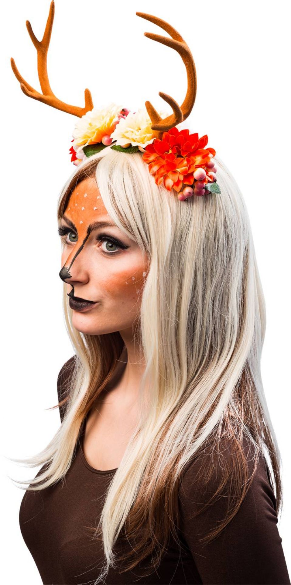 Haarreifen Geweih mit bunten Blumen