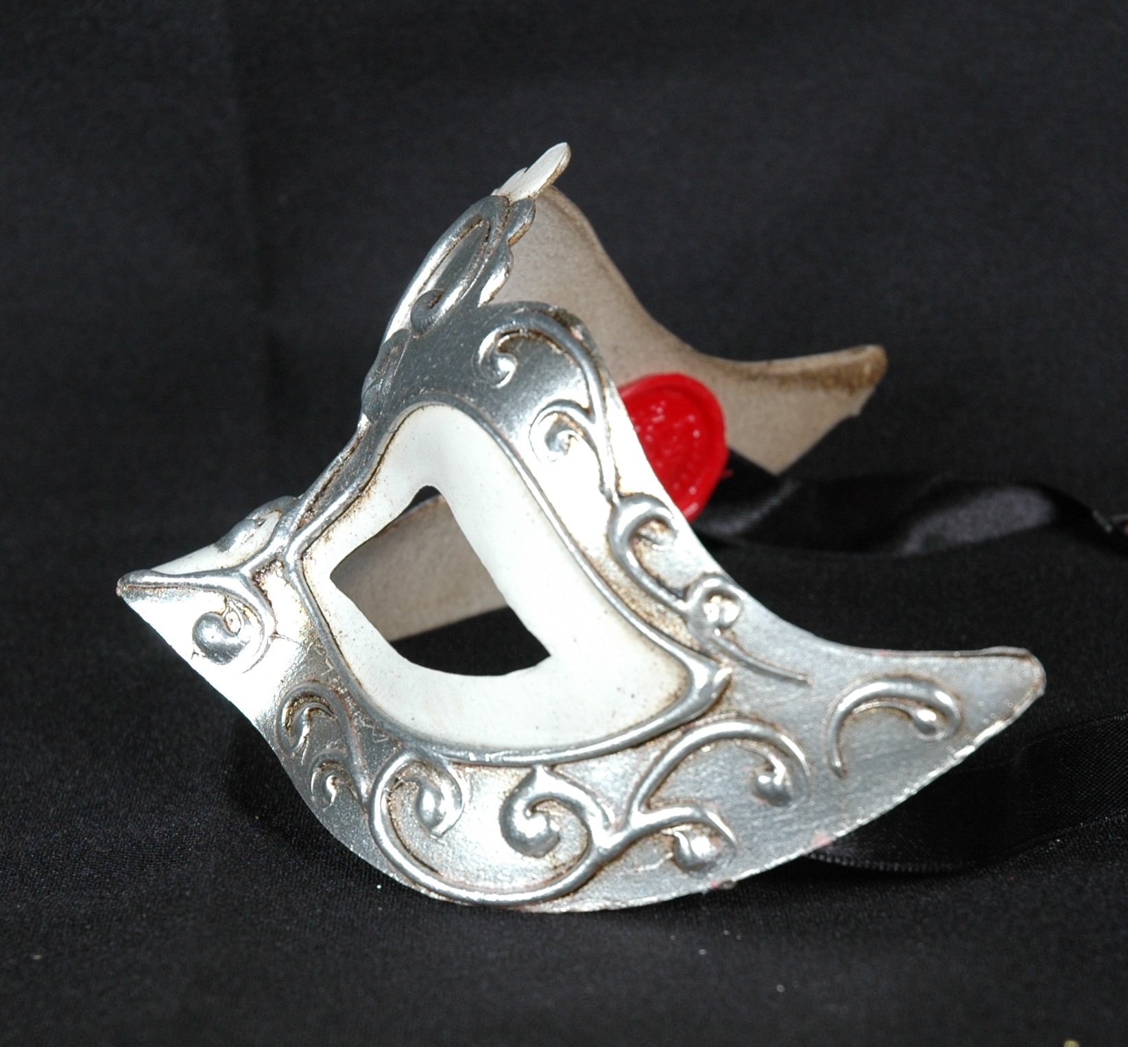 Venezianische Maske weiß-silber Columbine Punta Noten  IRIS