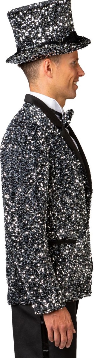 Glitzer Jackett mit Silber Pailletten deluxe Größe 50