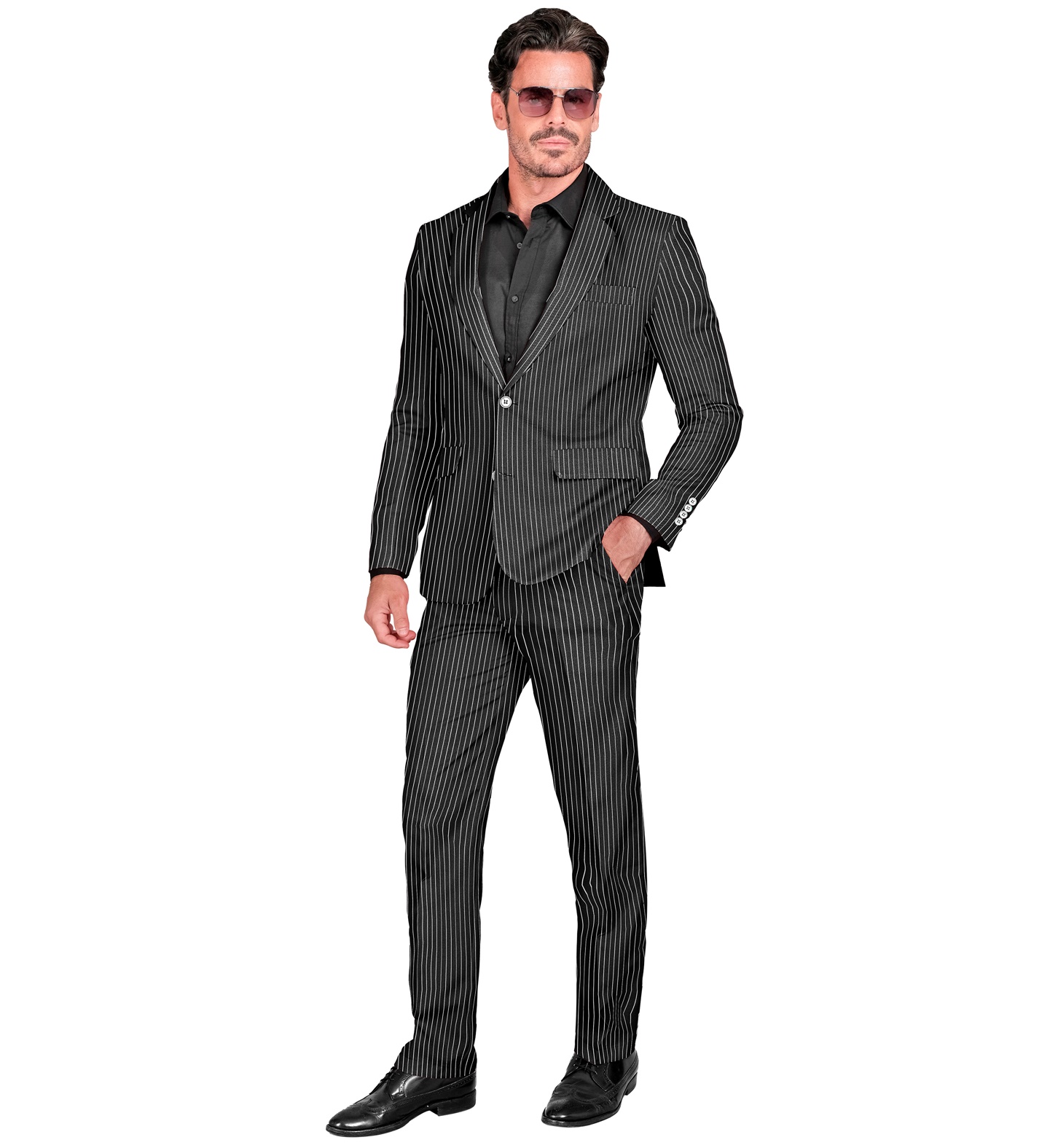 Gangster Anzug  MEDIUM  Jackett und Hose nadelstreif