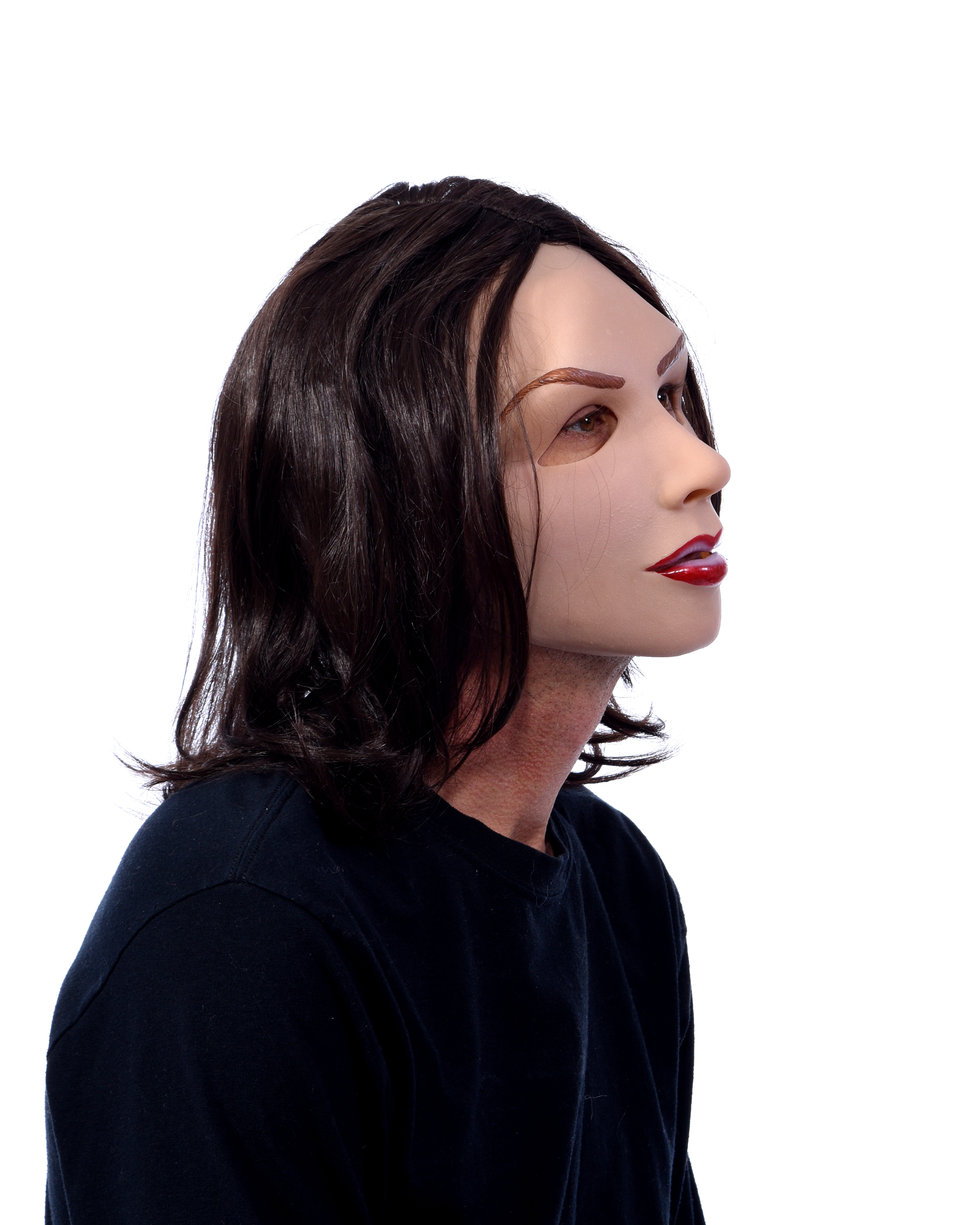 Madam Sylvia Soft Latex Maske mit braunen Haaren