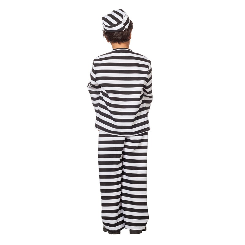 Sträfling Kostüm schwarz-weiss  Gr. 140