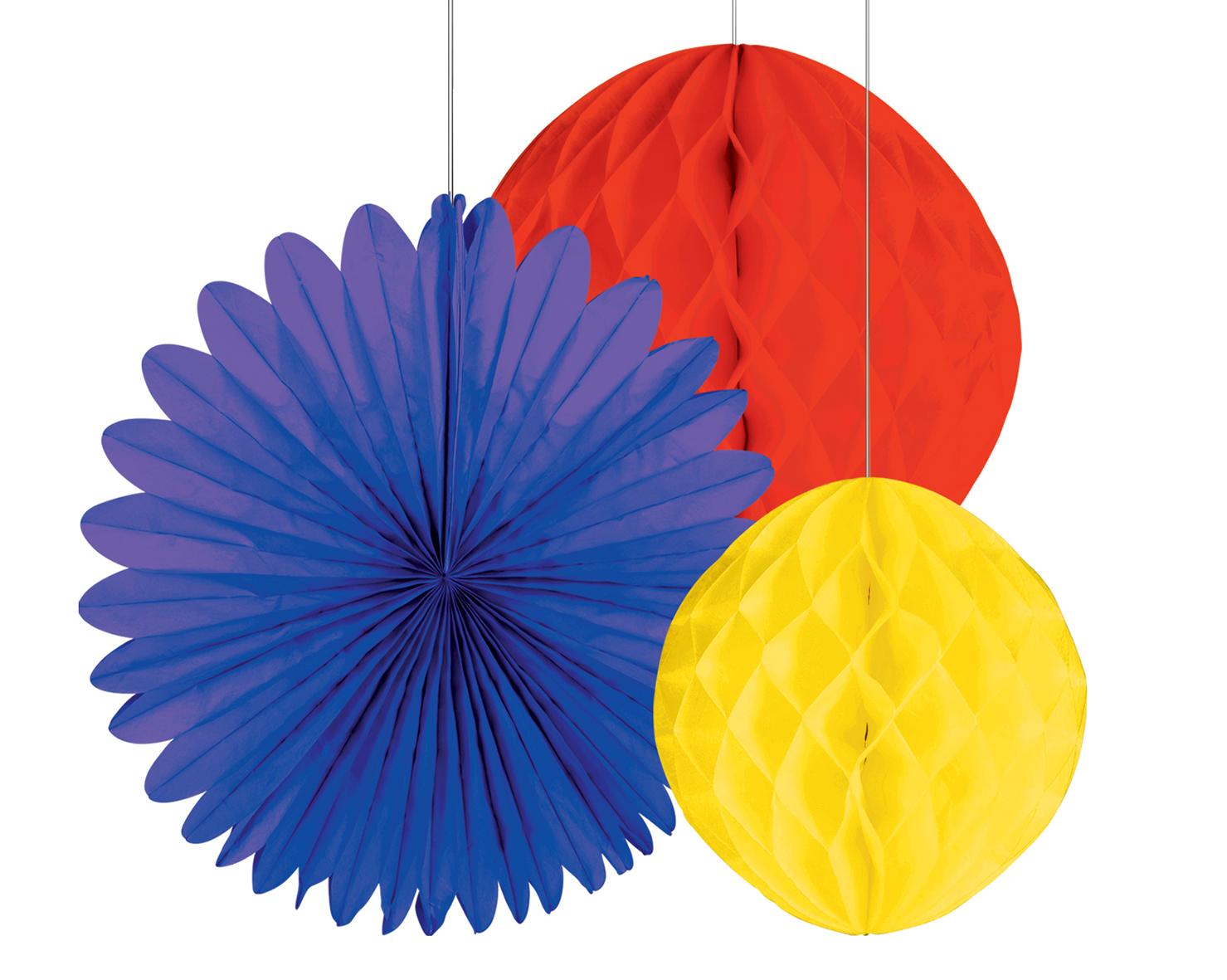 Lampion Set 3teilig blau-rot-gelb