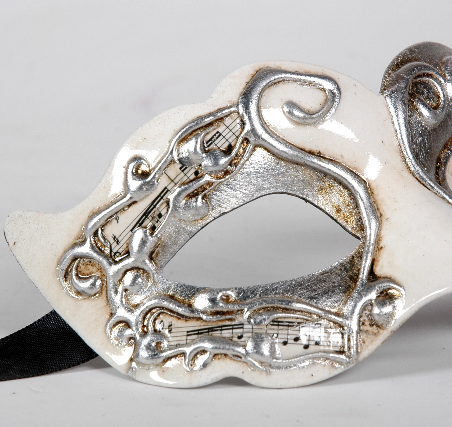 Venezianische Maske Columbine Baby Musica weiss-silber
