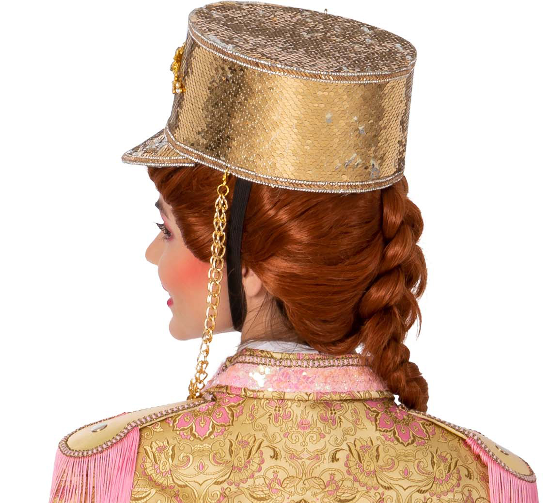 Schirmkappe mit Pailletten GOLD mit Kette  Gr.59