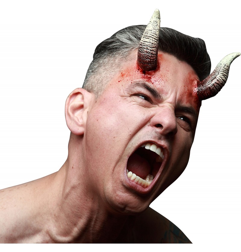 Dämon Latex Hörner beige zum Aufkleben