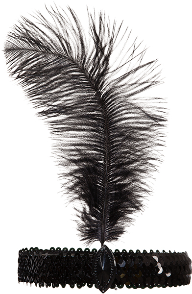 Charleston Stirnband mit schwarzer Feder