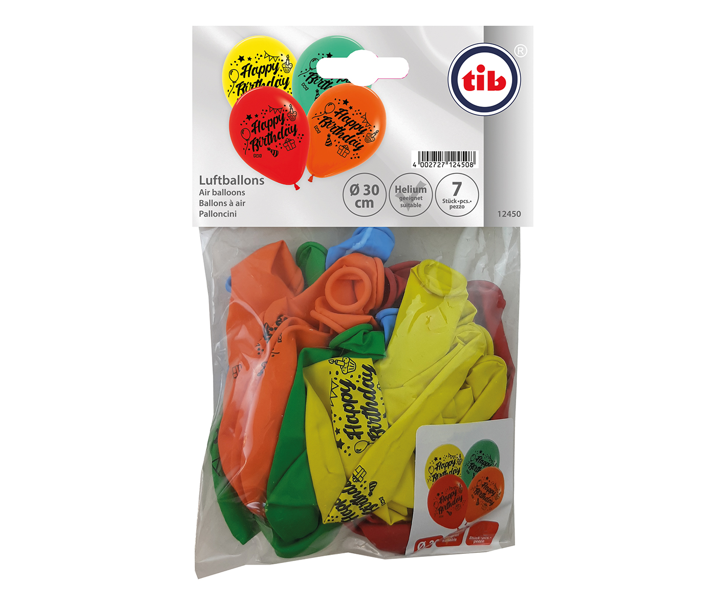 7 Stück Luftballon Happy Birthday in sortierten Farben