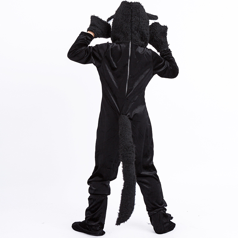 Katzen Overall  Gr.144  schw.Haube,Handschuhe u.Füße