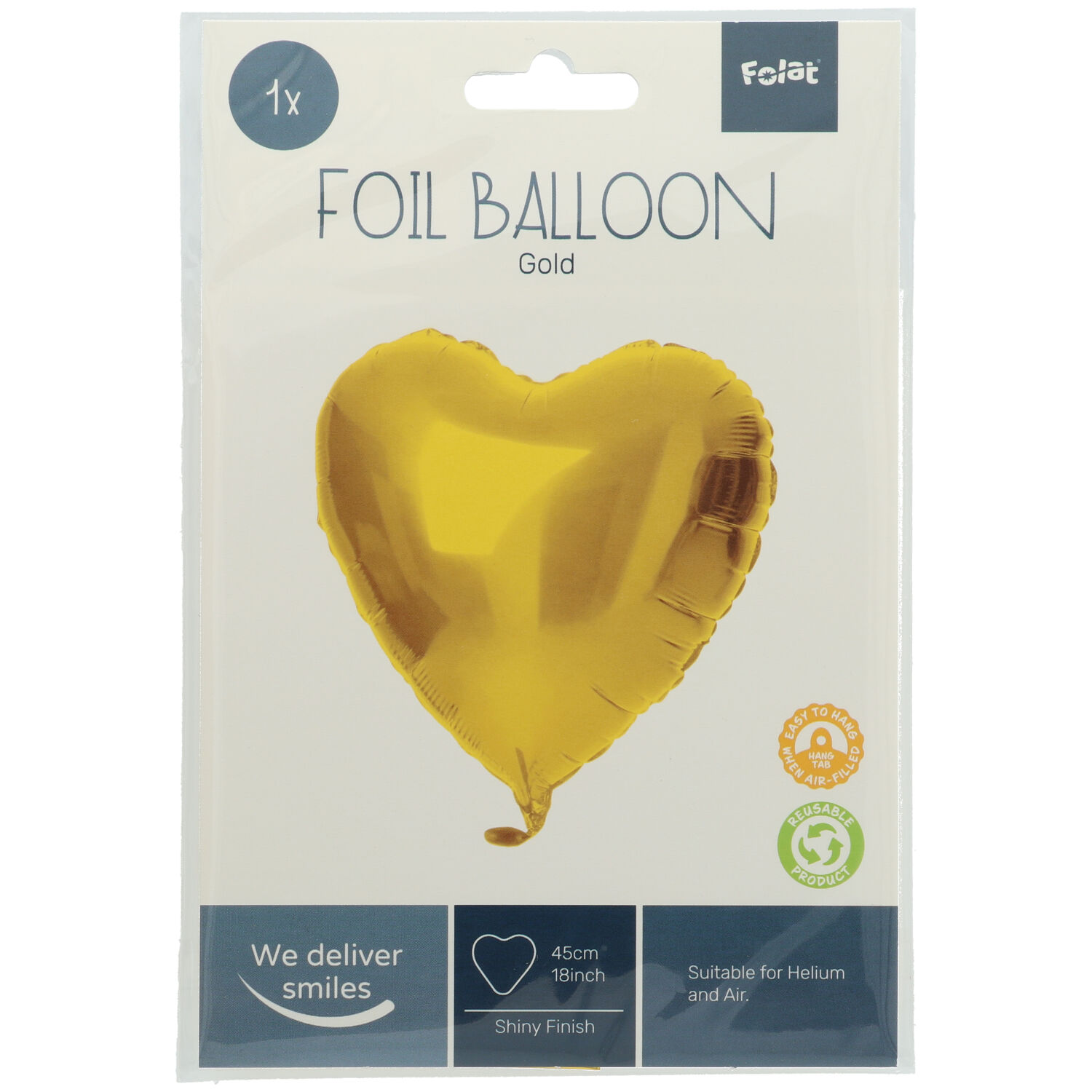 Folienballon gold Herz ca.45cm