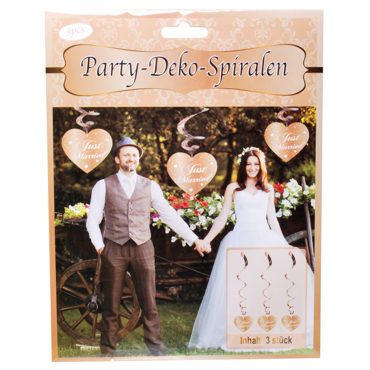 Spiral Hänge-Deko "Just Married" rose 3.tlg.