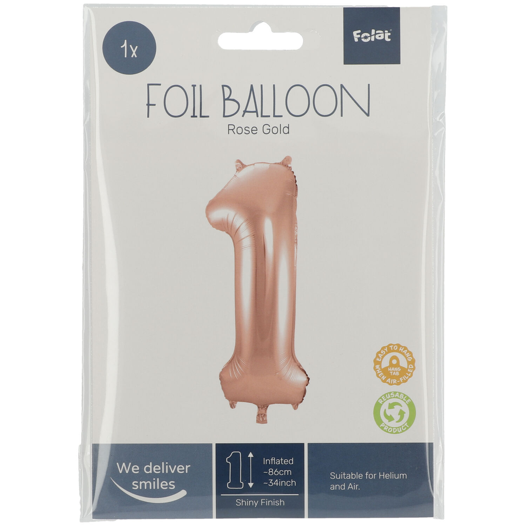 Zahlenballon "1" rose-gold  86cm Folie