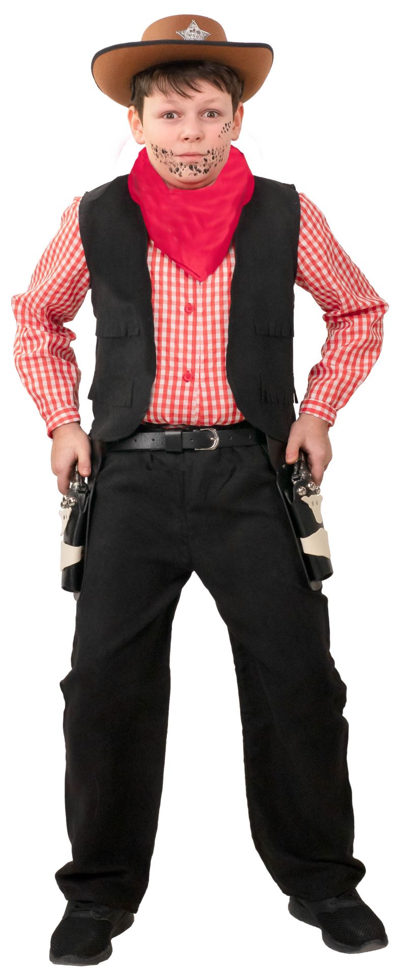 Cowboy Kosltüm Gr. 140 4teilig