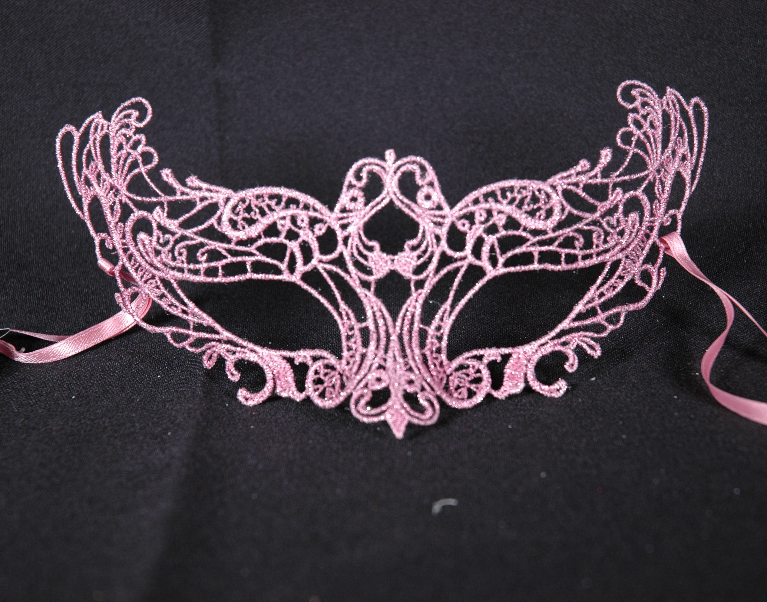 Venezianische Spitzen-Maske Onda rosa