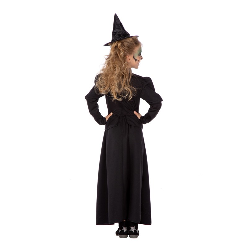 Langes schwarzes Hexen Kleid Gr. 140