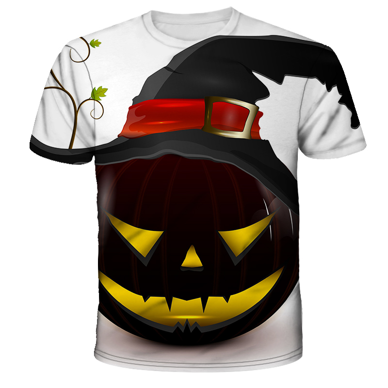 Halloween T-Shirt   X-SMALL  3D Druck weiß-schw  (M)