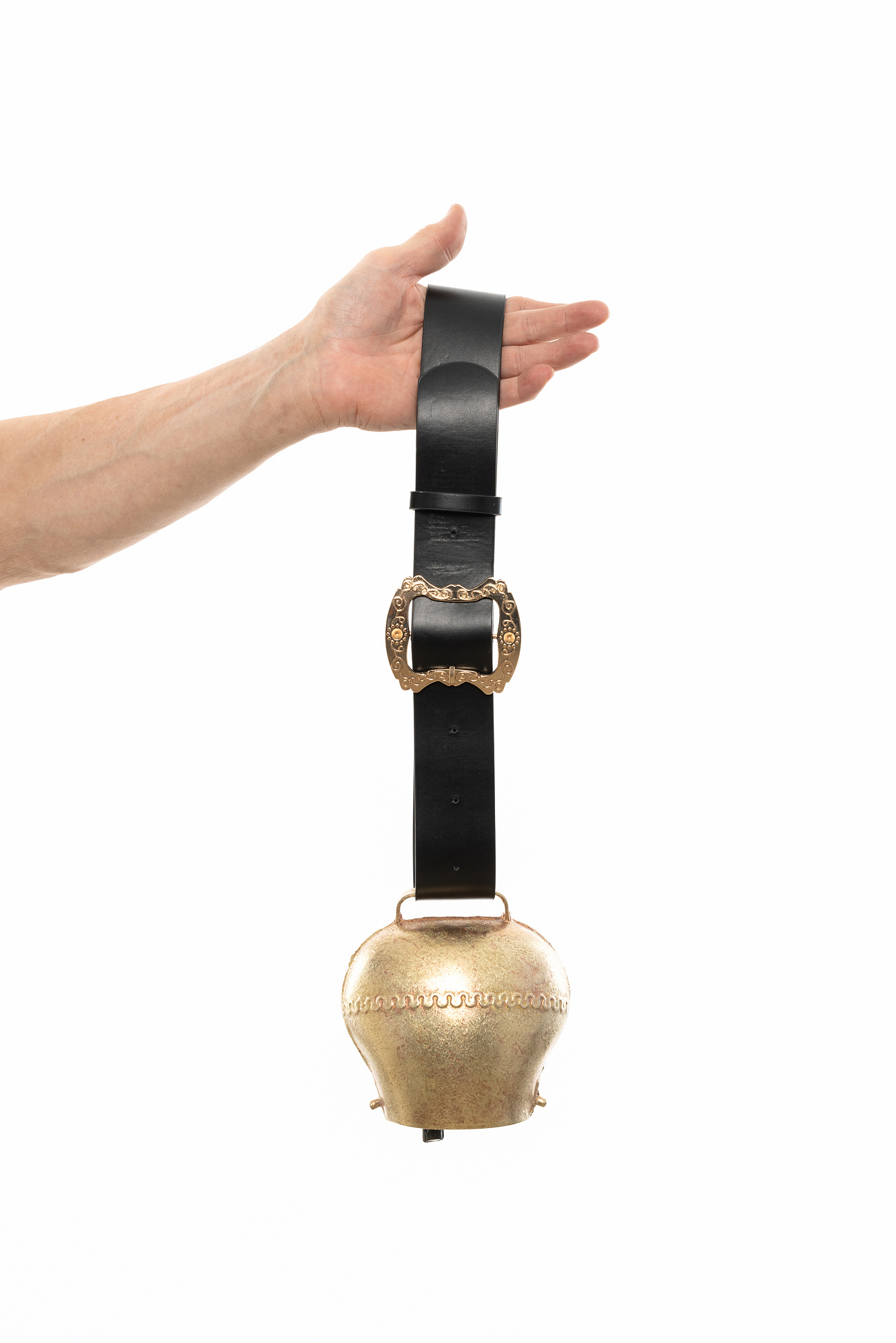 Gürtel schwarz ca. 120cm mit Gold-Schnalle