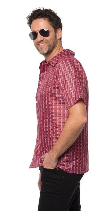 Retro 70er Hemd MEDIUM rot