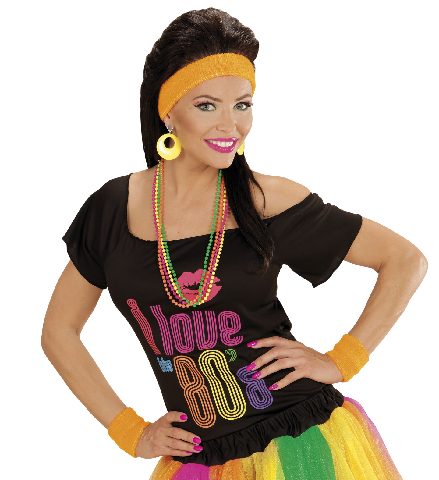 80er Jahre Set  Stirnband + Schweißbänder neon-orange