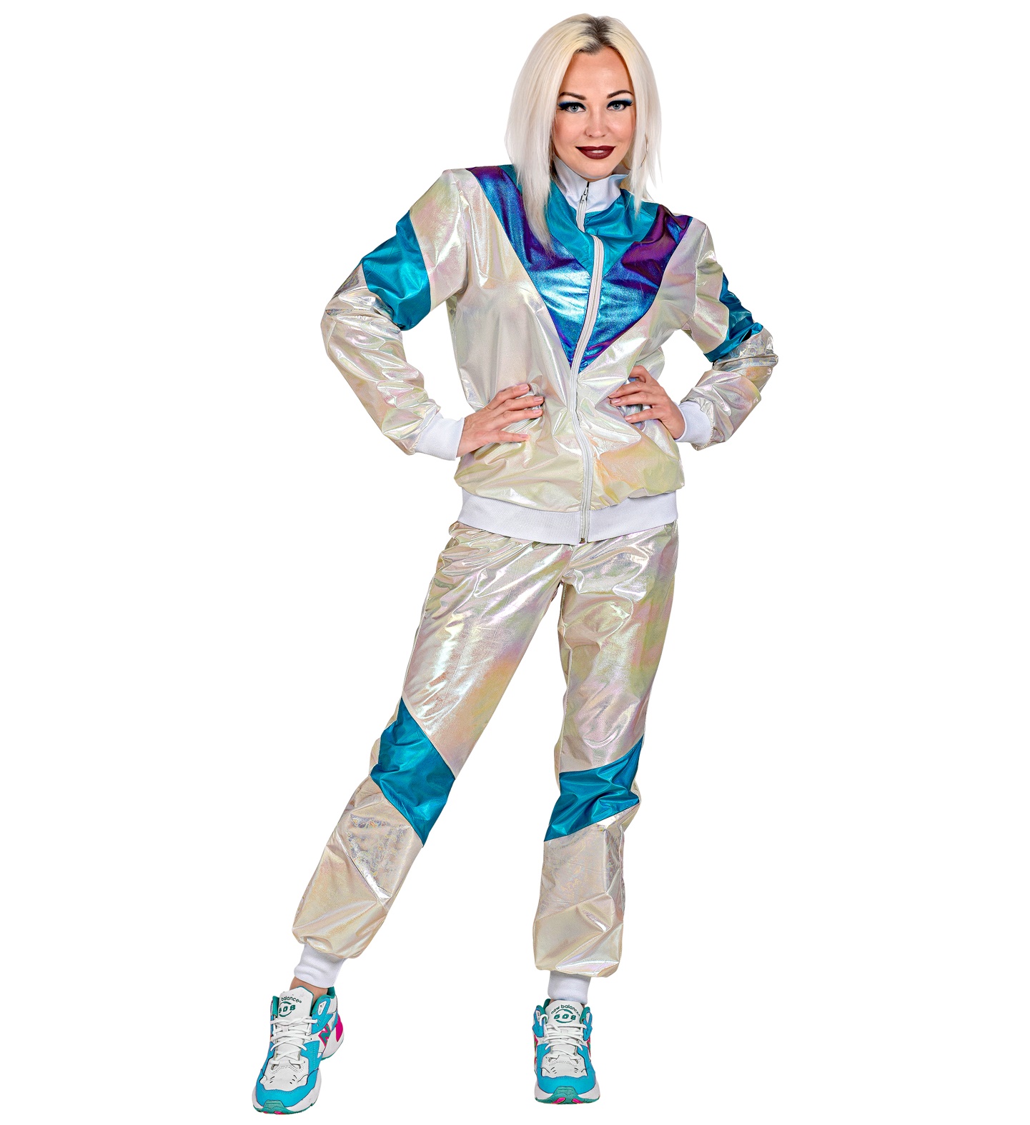 80er Jahre Trainingsanzug MEDIUM holographic-silber Design