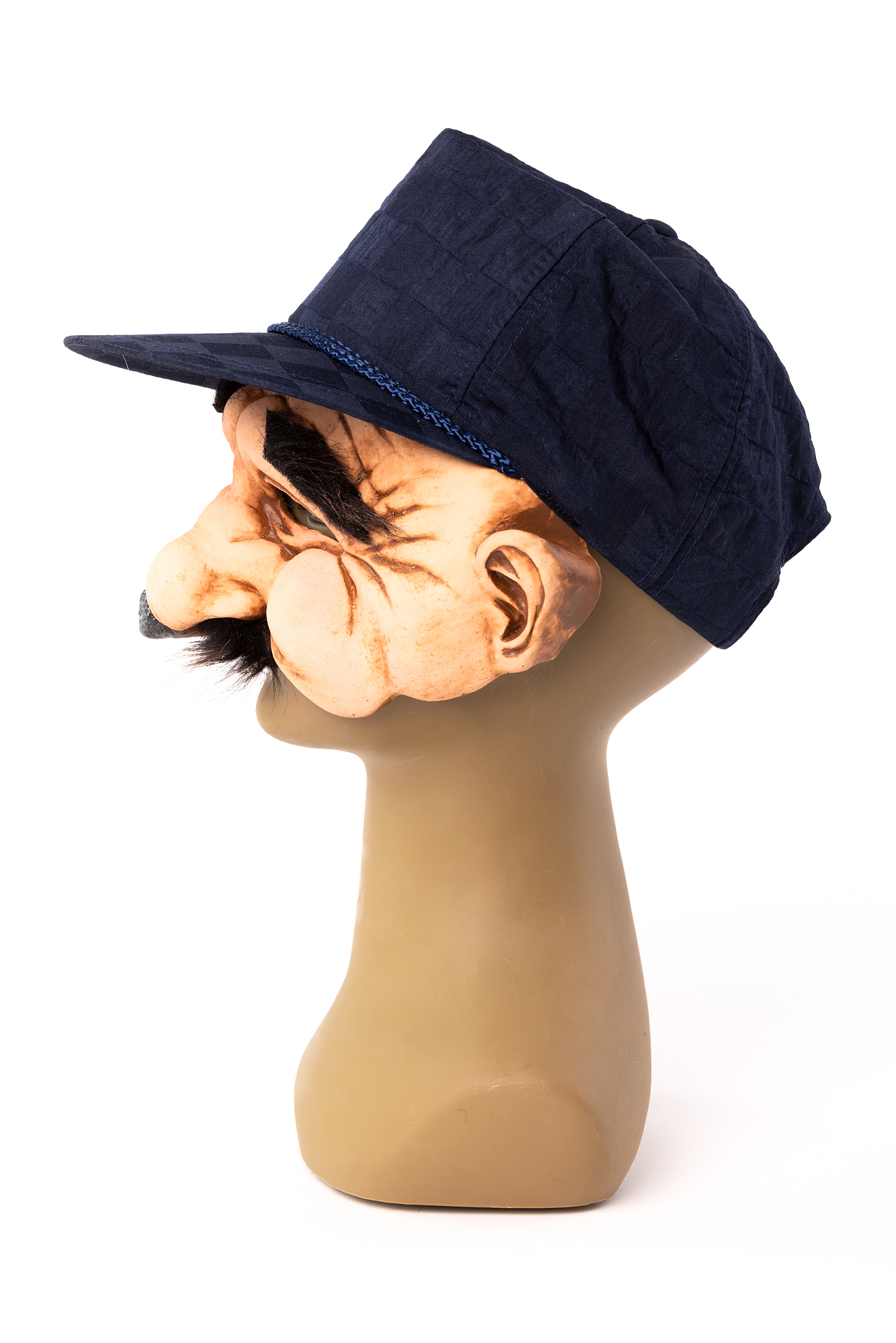 Latex Halbmasken "Stan" mit Kappe, Schnurrbart und Zigarre