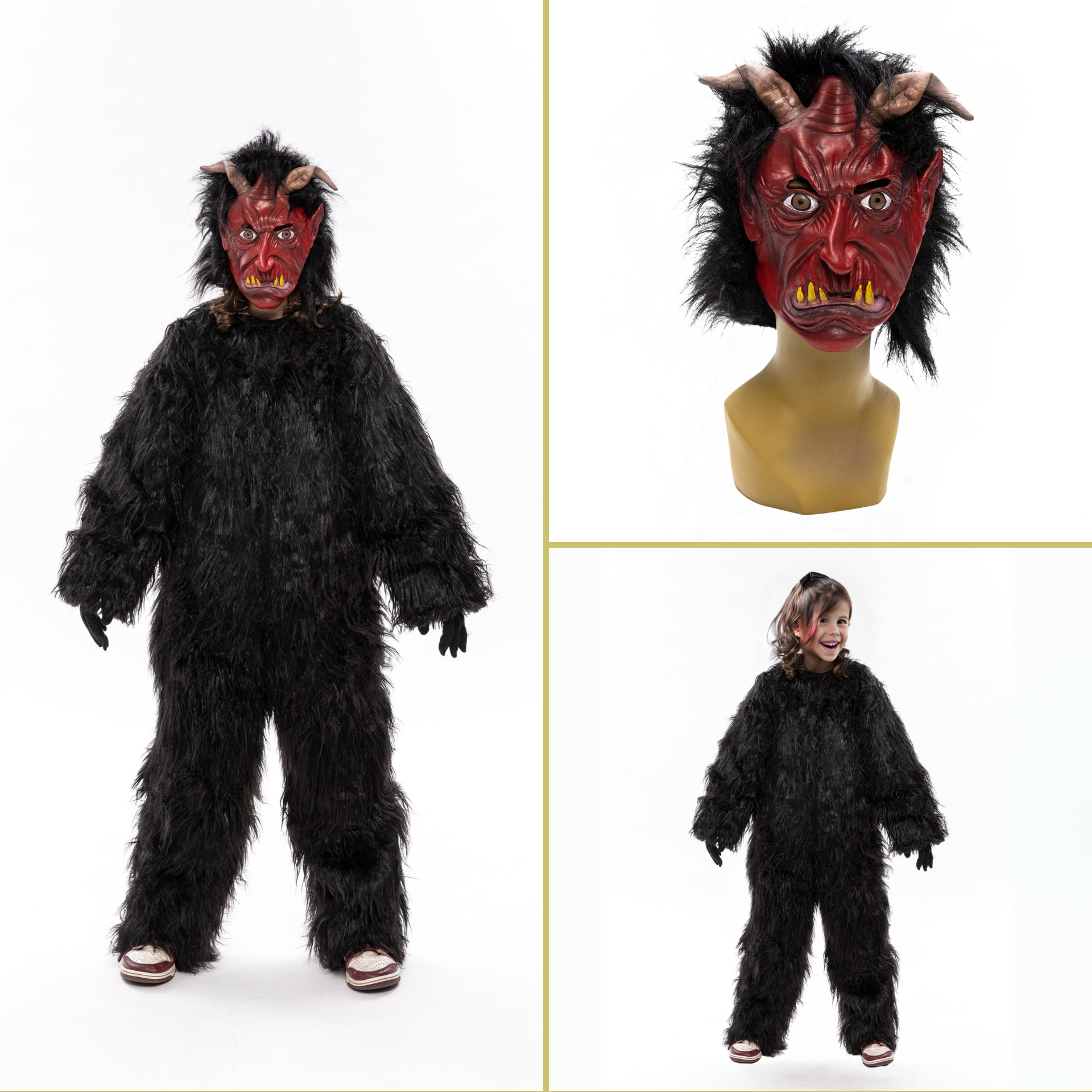 Krampus Kombi Größe 152 mit Kinder Maske und Overall