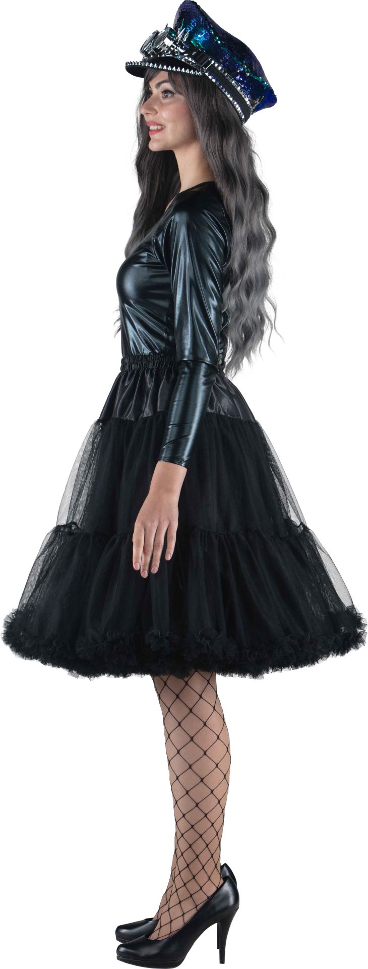 Petticoat lang mit Rüschen schwarz  OSZ