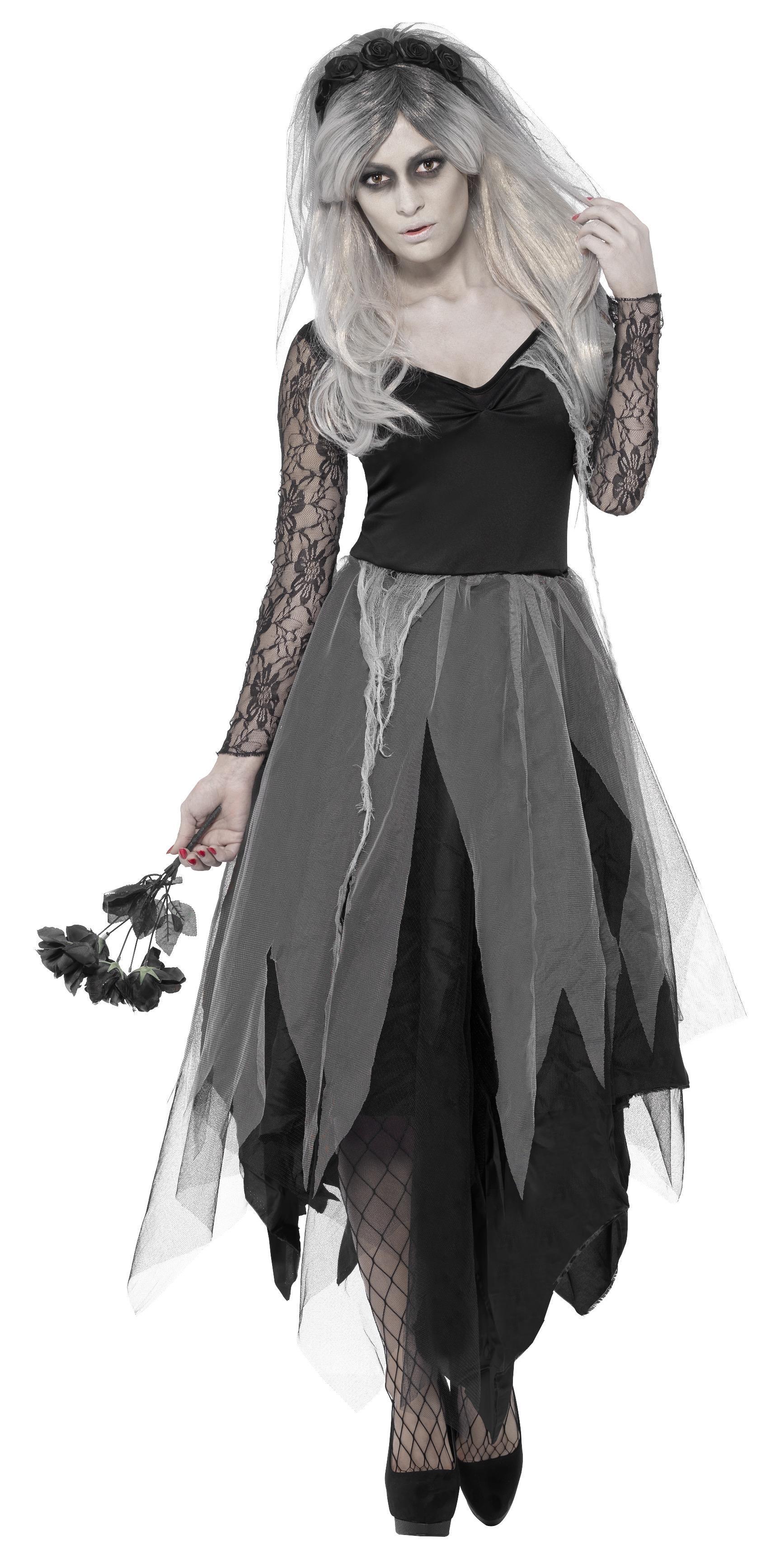 Graveyard Bride Kleid SMALL m.Schleier/Rosen Bukett