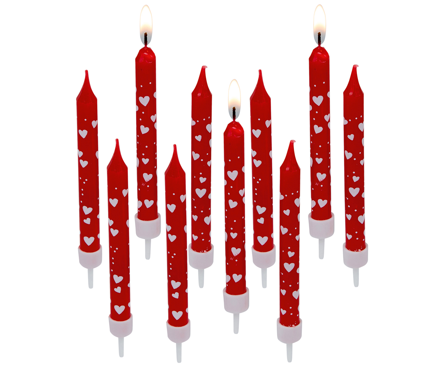 10 Kerzen mit Herzen