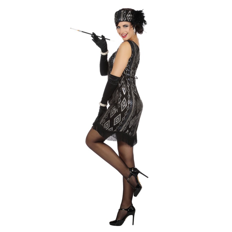 Charleston Kleid  schw.-silber Gr. 36