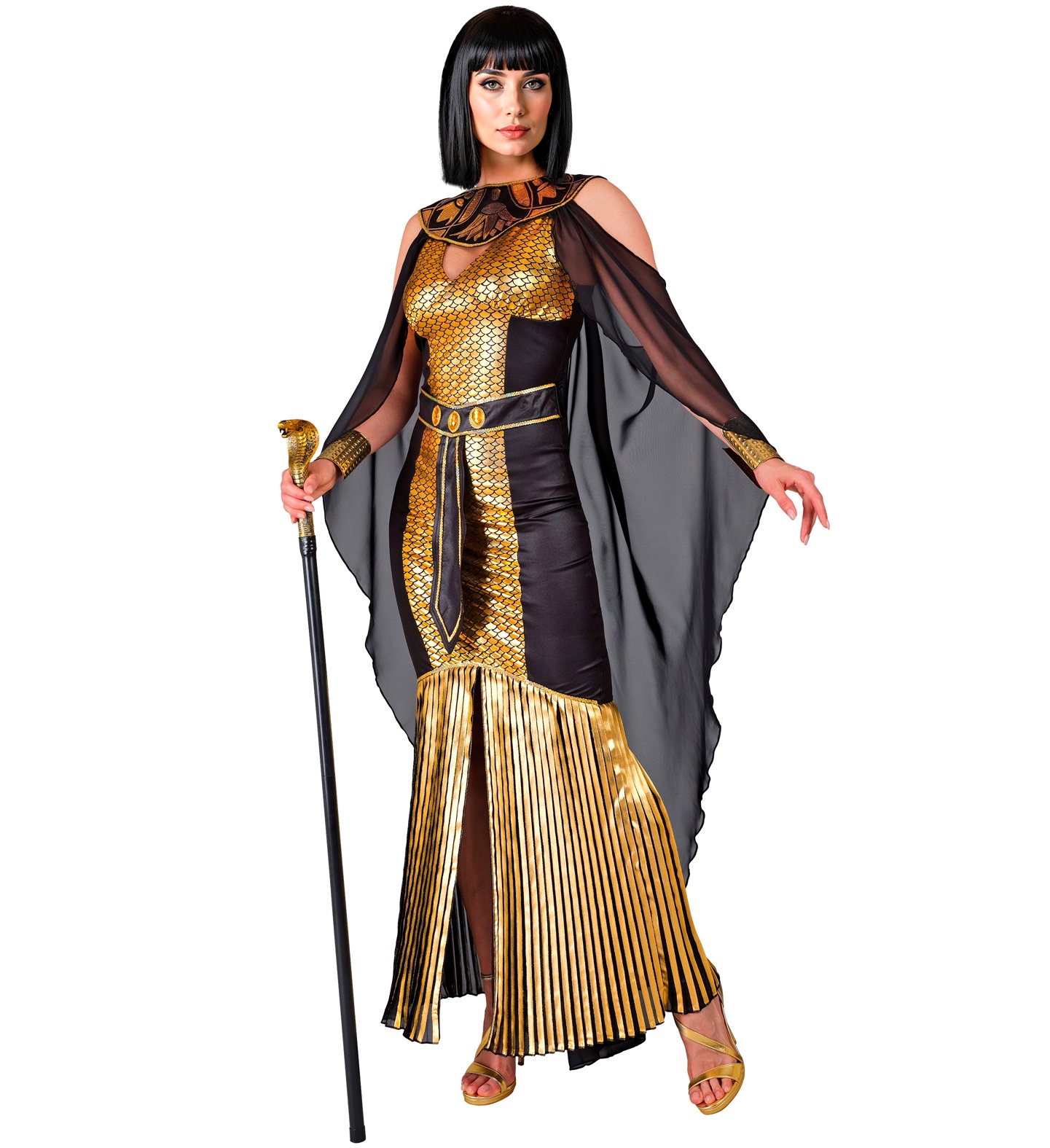 Cleopatra Kleid schwarz-gold MEDIUM