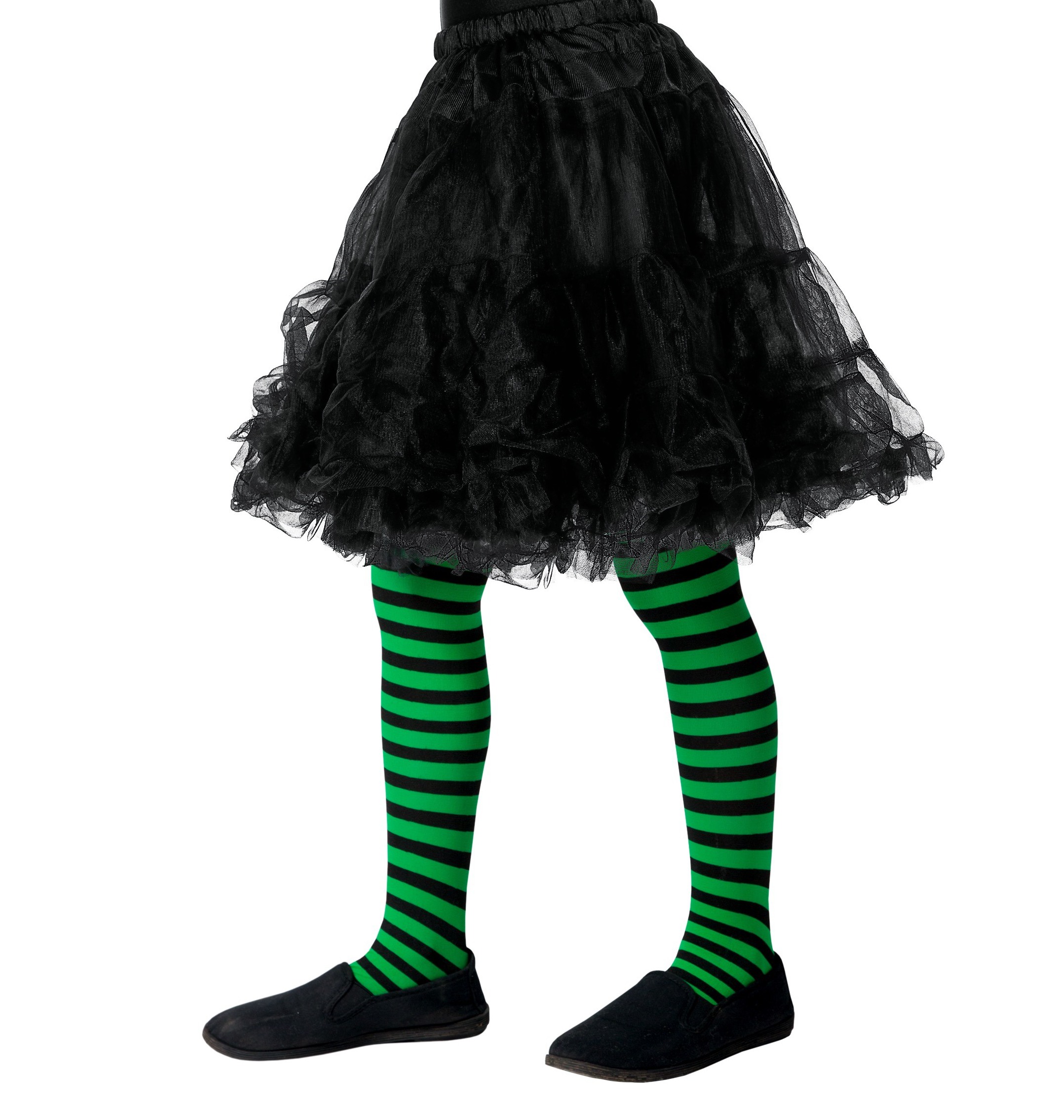 Kinder-Strumpfhose schwarz-grün gestreift