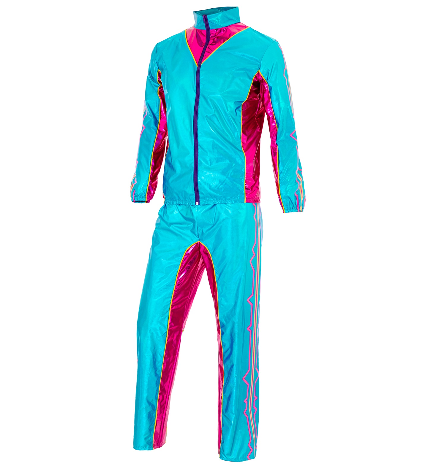 80er Jahre Trainings Anzug MEDIUM blau-metallic f. DA+HE