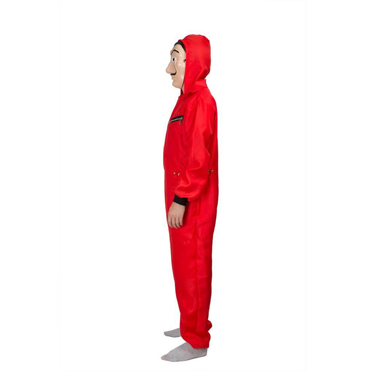 Roter Overall SMALL mit Kapuze und Maske für Erwachsene