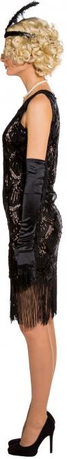 Pailetten Kleid 20er Jahre schwarz mit Fransen