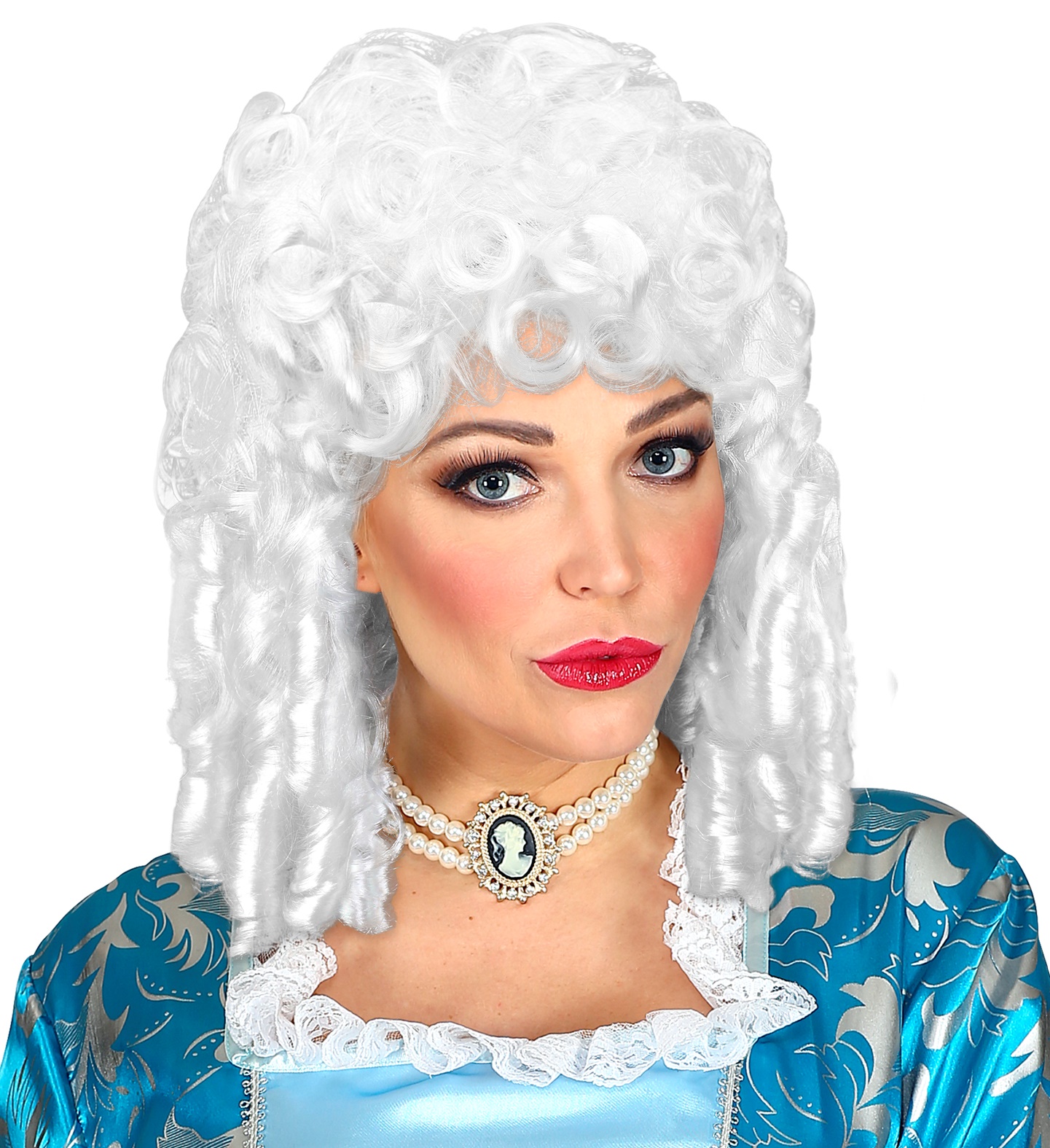 Historische Damen Perücke Milady  weiß mit Locken