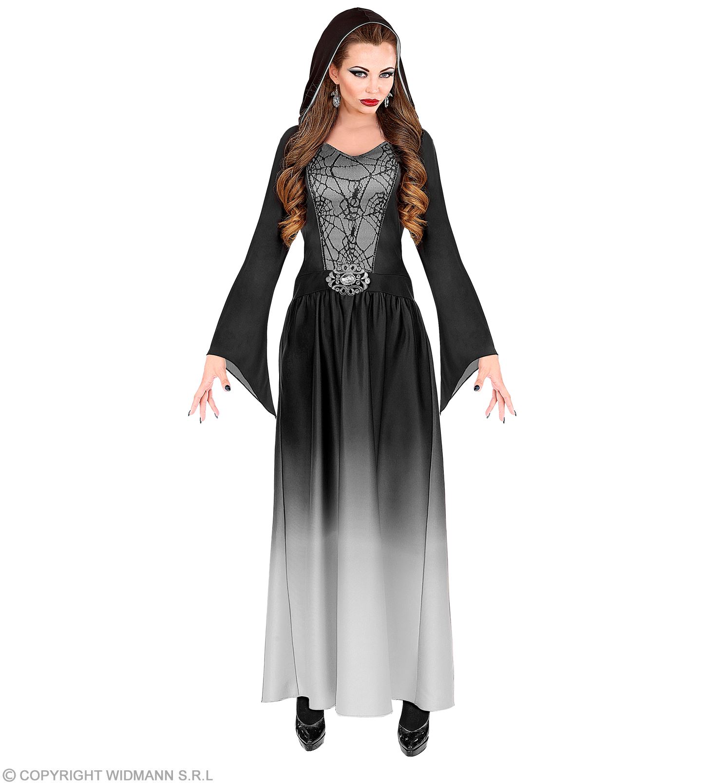 Gothic Lady Kleid mit Kapuze Large