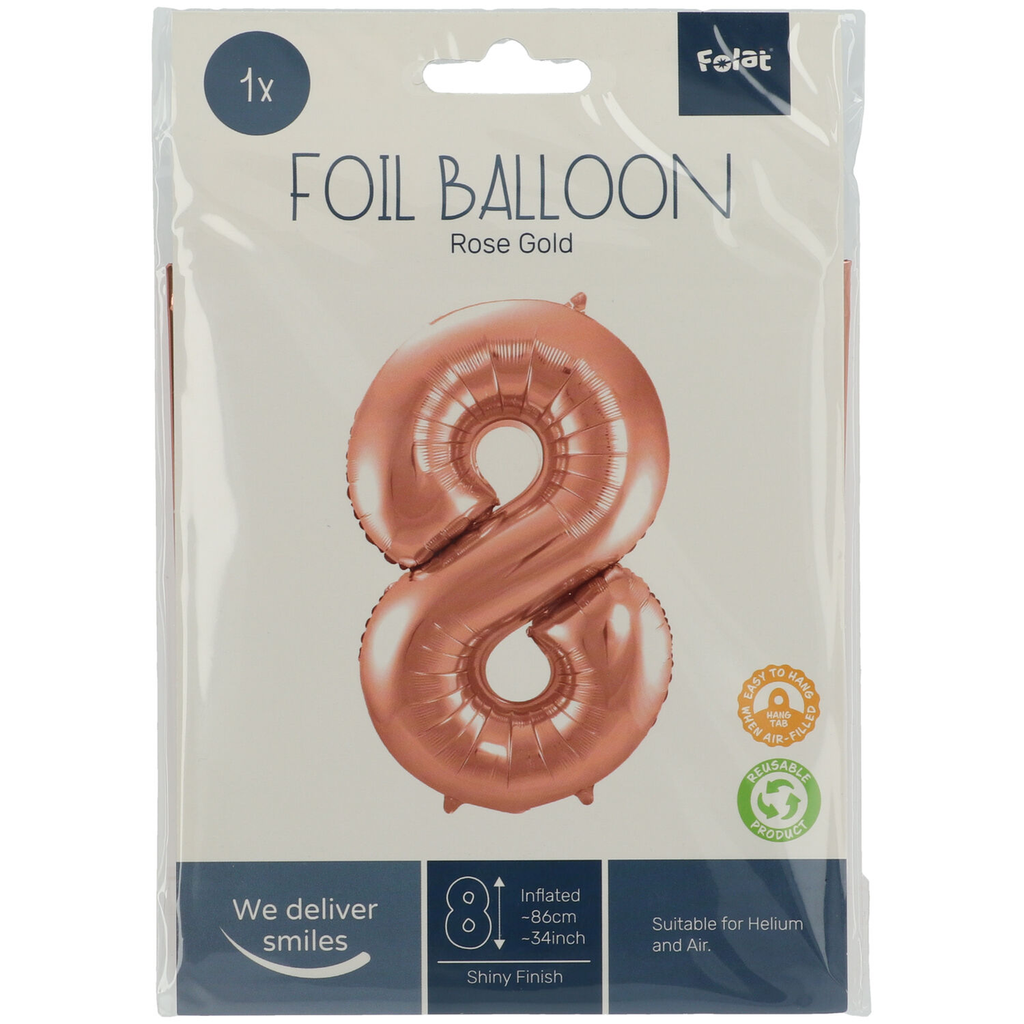 Zahlenballon "8" rose-gold  86cm Folie