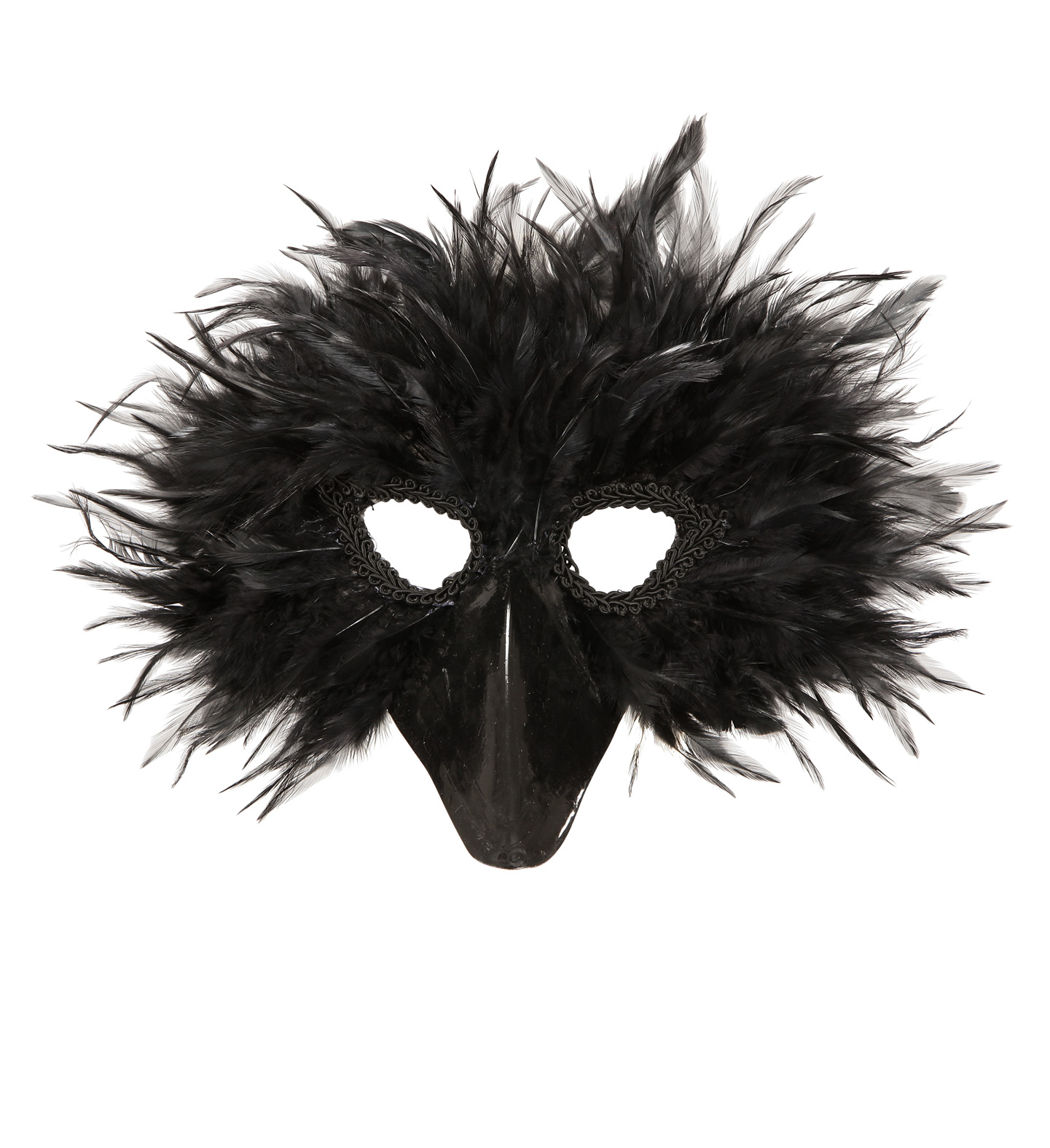 Vogel Maske mit schwarzen Federn